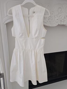 Banana Republic Ivory Deep V Mini Dress